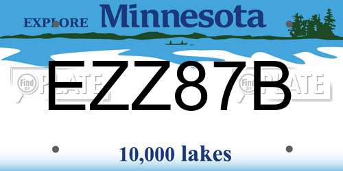 EZZ87B Minnesota License Plate