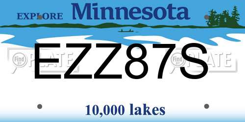EZZ87S Minnesota License Plate