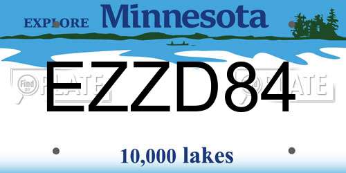 EZZD84 Minnesota License Plate