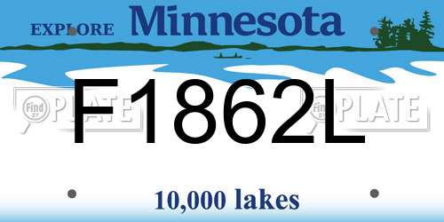 F1862L Minnesota License Plate