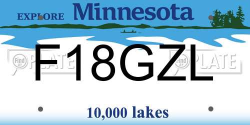 F18GZL Minnesota License Plate