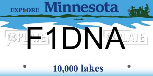 F1DNA Minnesota License Plate