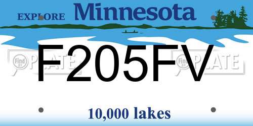 F205FV Minnesota License Plate