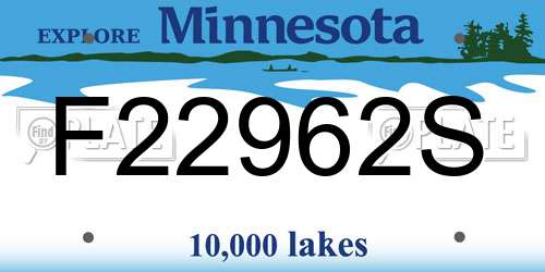 F22962S Minnesota License Plate