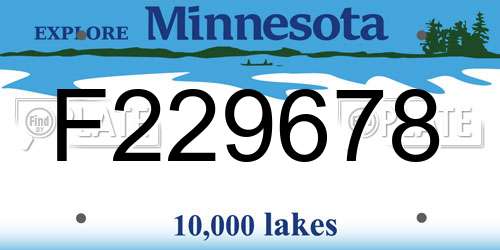 F229678 Minnesota License Plate