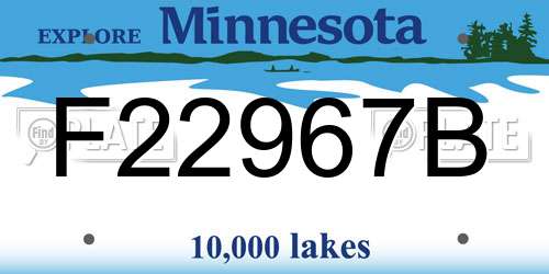 F22967B Minnesota License Plate