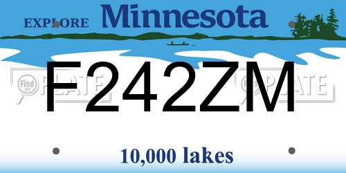 F242ZM Minnesota License Plate