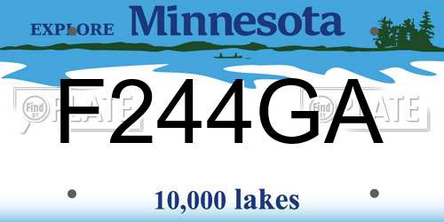 F244GA Minnesota License Plate