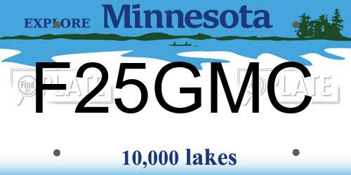 F25GMC Minnesota License Plate