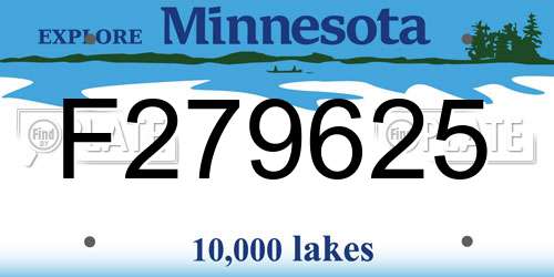 F279625 Minnesota License Plate