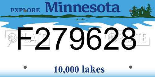 F279628 Minnesota License Plate