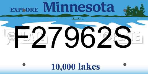 F27962S Minnesota License Plate