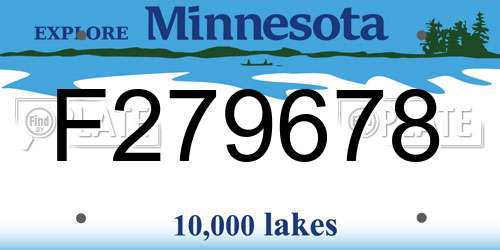 F279678 Minnesota License Plate