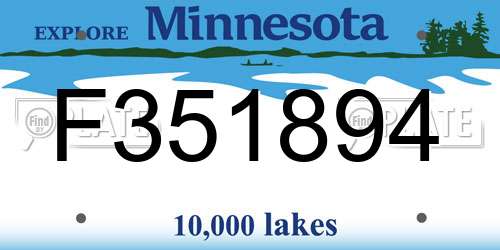F351894 Minnesota License Plate