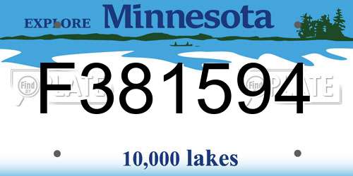 F381594 Minnesota License Plate