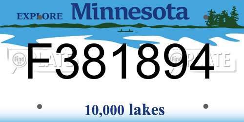 F381894 Minnesota License Plate