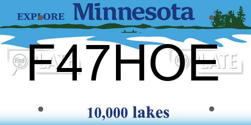 F47HOE Minnesota License Plate