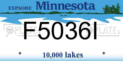 F5036I Minnesota License Plate