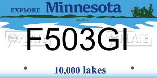 F503GI Minnesota License Plate