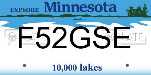 F52GSE Minnesota License Plate