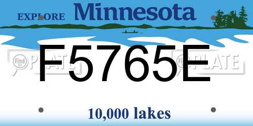 F5765E Minnesota License Plate