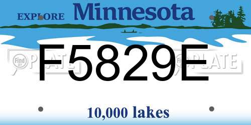 F5829E Minnesota License Plate