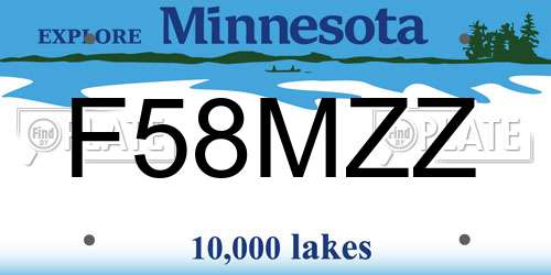 F58MZZ Minnesota License Plate
