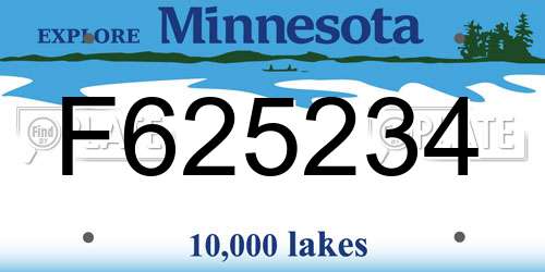 F625234 Minnesota License Plate