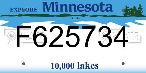 F625734 Minnesota License Plate