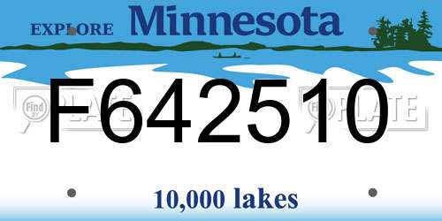 F642510 Minnesota License Plate
