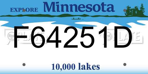 F64251D Minnesota License Plate
