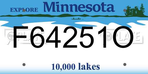 F64251O Minnesota License Plate