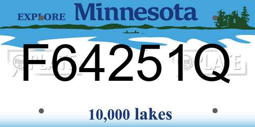 F64251Q Minnesota License Plate