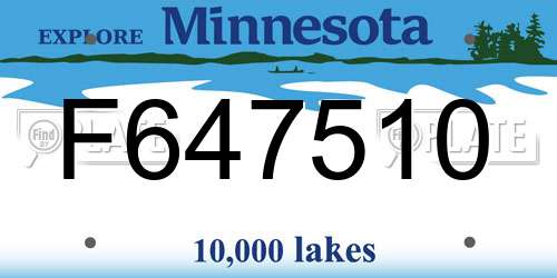 F647510 Minnesota License Plate