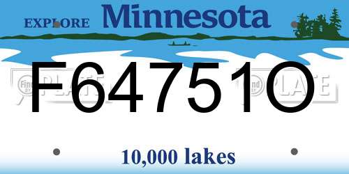F64751O Minnesota License Plate