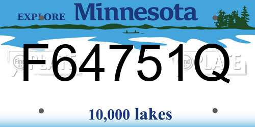 F64751Q Minnesota License Plate