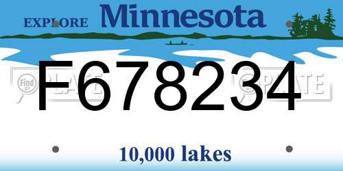 F678234 Minnesota License Plate