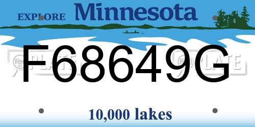 F68649G Minnesota License Plate
