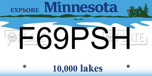 F69PSH Minnesota License Plate