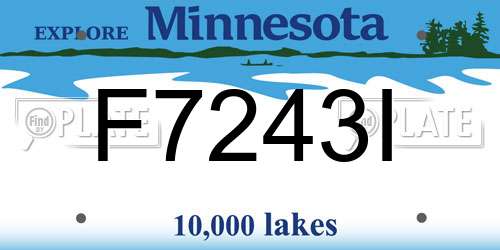 F7243I Minnesota License Plate