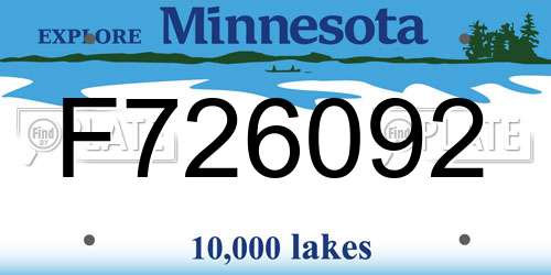 F726092 Minnesota License Plate