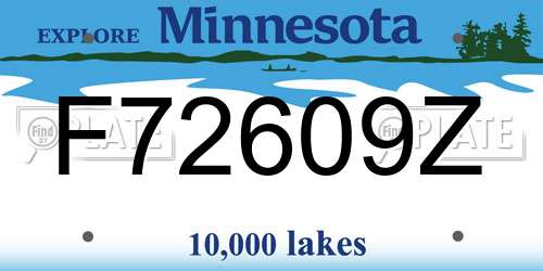 F72609Z Minnesota License Plate