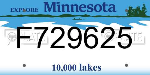 F729625 Minnesota License Plate