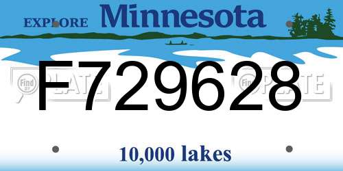 F729628 Minnesota License Plate