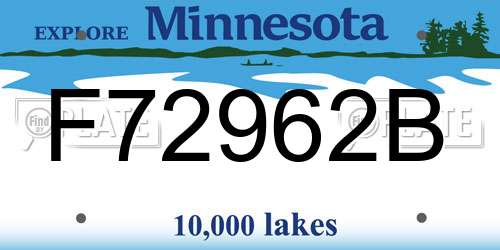 F72962B Minnesota License Plate