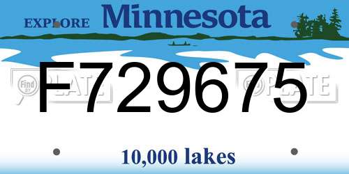 F729675 Minnesota License Plate