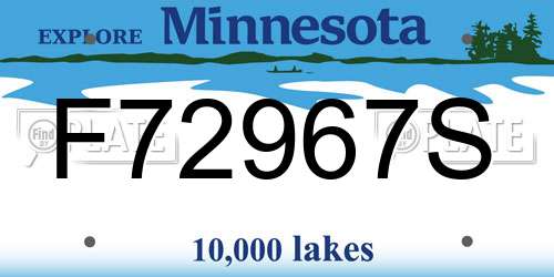 F72967S Minnesota License Plate