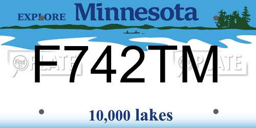 F742TM Minnesota License Plate