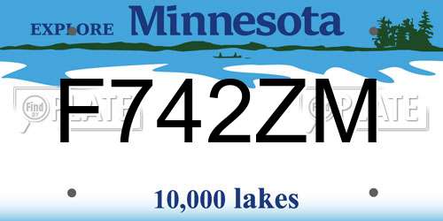 F742ZM Minnesota License Plate