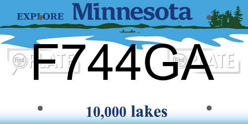 F744GA Minnesota License Plate